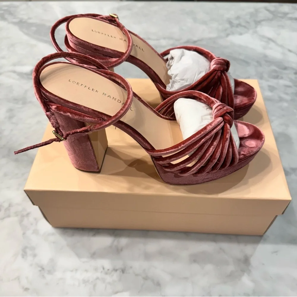 Loeffler Randall Rivka Velvet Burgundy Knot Platform Sandal - Picture 5 of 10